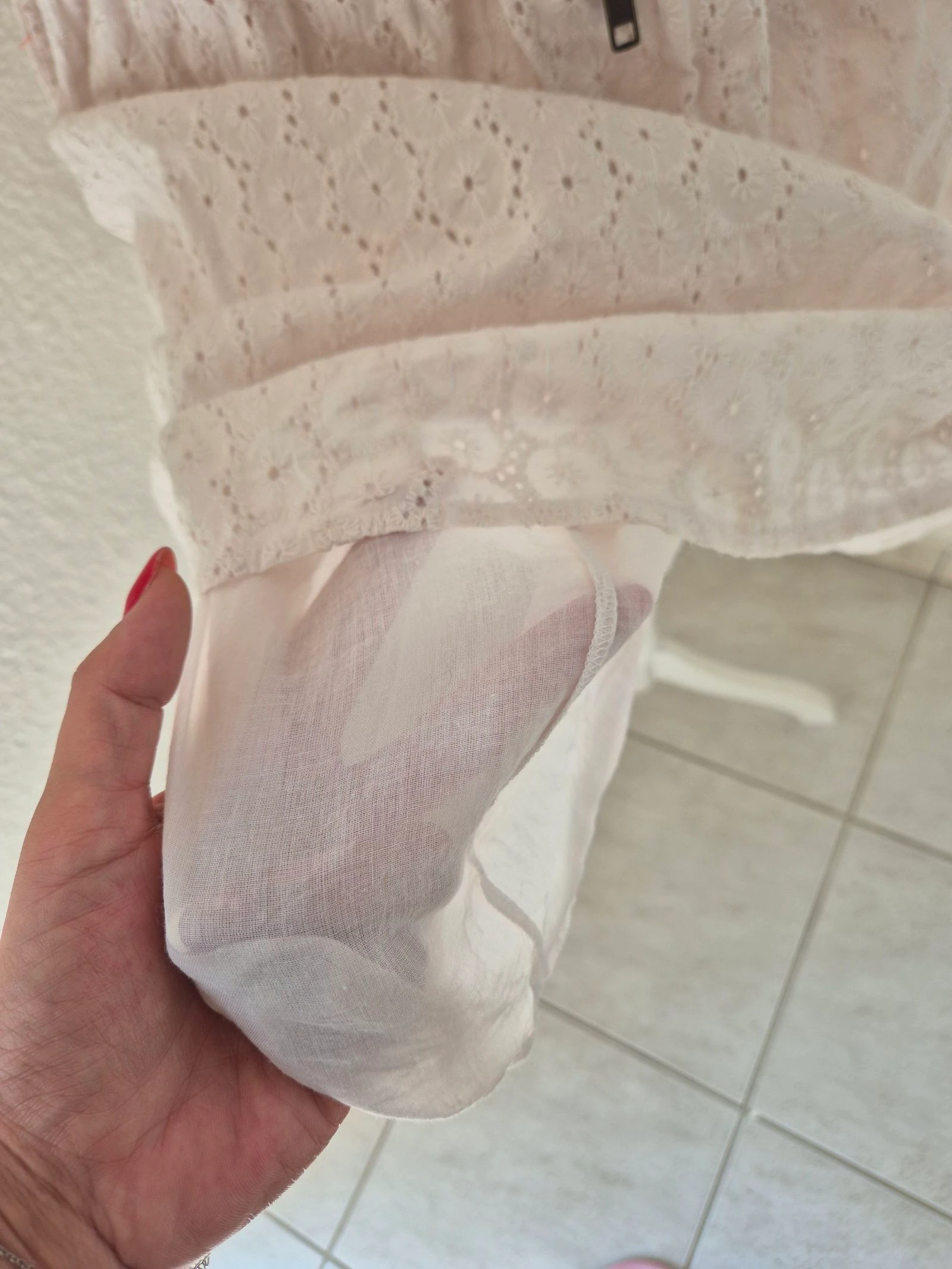 Gémo bohemien geborduurde witte jurk T40 100% katoen – gevoerd, ritssluiting – photo 7